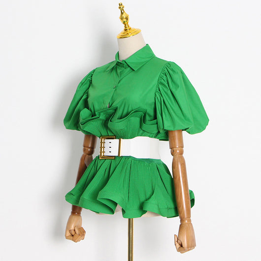 Blusa Princesa con Volantes y Solapa Simple - Image 15