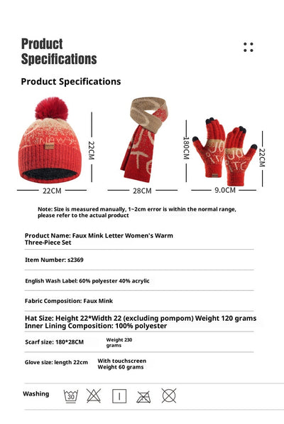 Conjunto de 3 Piezas: Gorro, Bufanda y Guantes de Felpa Jacquard Gruesa - Image 10