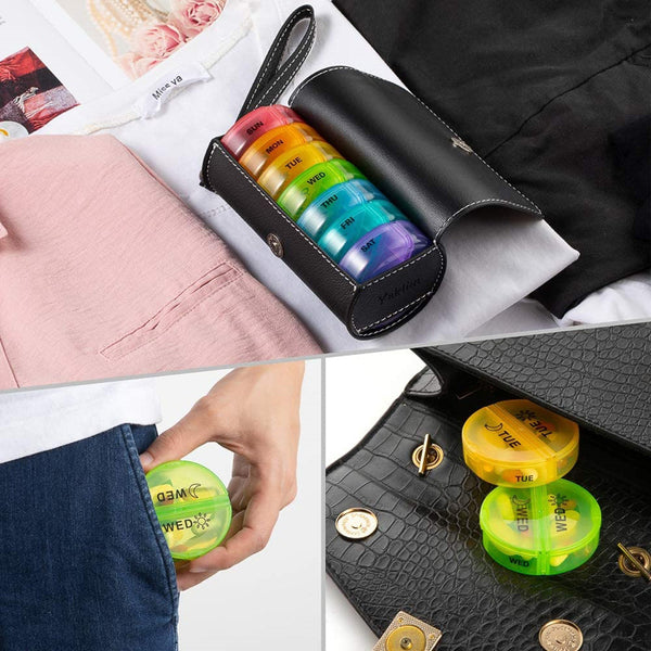 Organizador Semanal de Medicinas con 7 Compartimentos - Pastillero Impermeable con Compartimentos Secretos