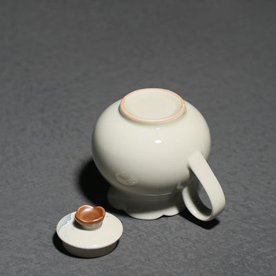 Tetera de Porcelana China Pintada a Mano con Paisaje de Hierba y Madera - Image 9