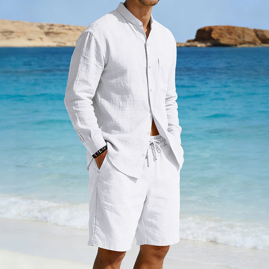 Conjunto de Camisa y Shorts de Lino para Hombre - Image 15