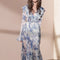 Vestido Camisero Estampado Cuello Alto Slim Fit Vacacional