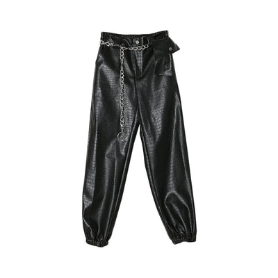 Overol de Cuero Negro con Textura Escamada para Mujer - Image 3