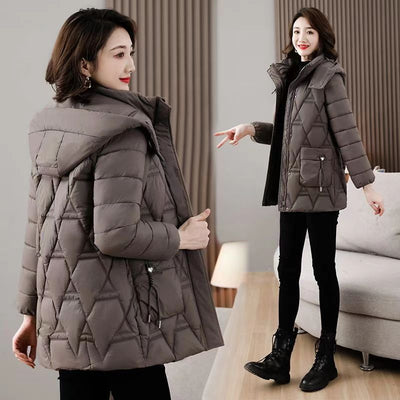 Chaqueta Acolchada de Plumón para Mujer con Capucha - Largo Medio - Image 2