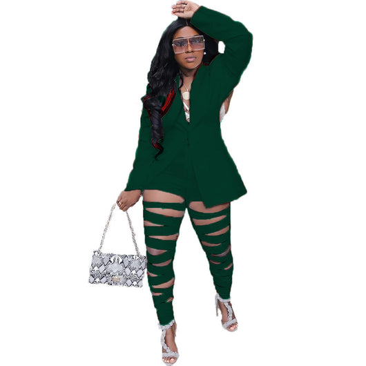 Traje Casual Mujer Estilo Europeo Flor Quemada Otoño Invierno - Image 6