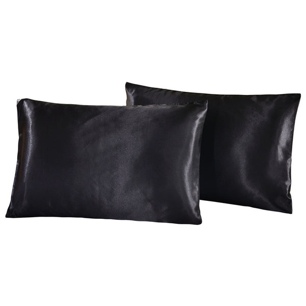 Funda de Almohada Satinada de Color Puro con Acabado Seda Imitación - Image 3