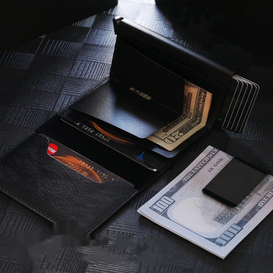 Cartera Automática de Cuero PU con Pinza Magnética - Portatarjetas Ejecutivo