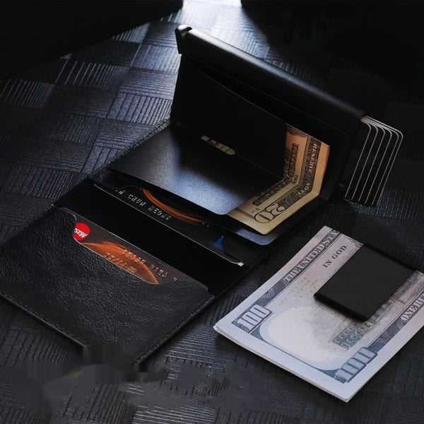 Cartera Automática de Cuero PU con Pinza Magnética - Portatarjetas Ejecutivo