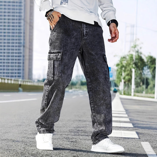 Jeans de Trabajo Holgados con Múltiples Bolsillos - Estilo Urbano Moderno