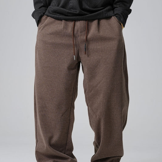 Pantalones Casuales Holgados con Cordón Ajustable y Forro Polar