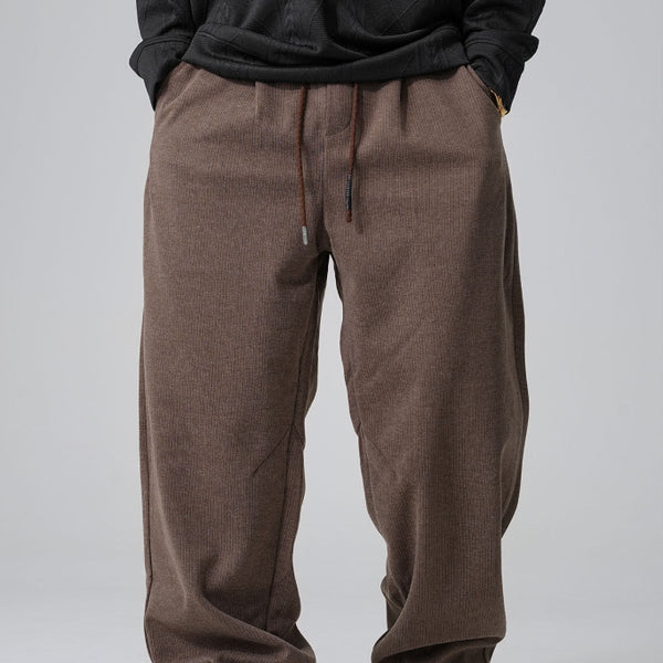 Pantalones Casuales Holgados con Cordón Ajustable y Forro Polar