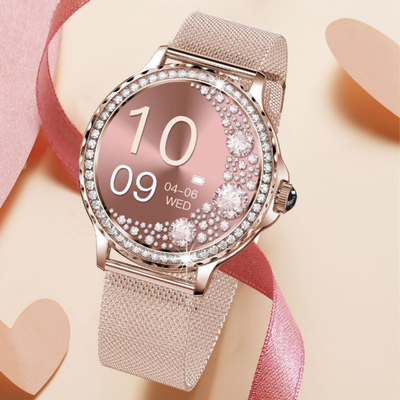 Reloj Inteligente para Mujer con Llamadas Bluetooth y Diamantes
