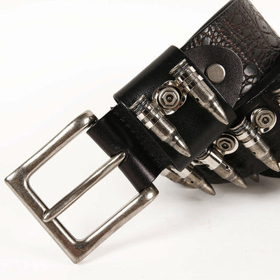 Cinturón de Cuero Premium Hip Hop Punk Rock con Detalles Metálicos y Balas Incrustadas - Image 4