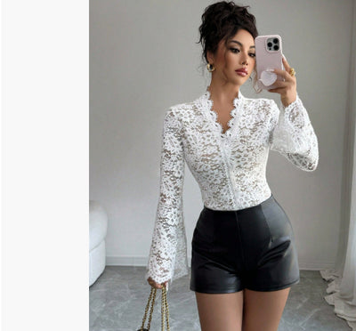 Blusa Bodycon de Encaje Blanco Elegante y Sofisticada - Image 12