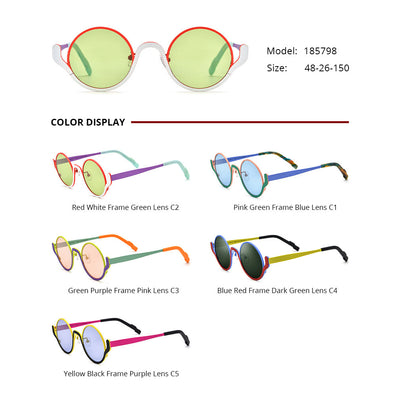 Lentes de Sol Mujer Bloques de Color Titanio Puro Diseño Redondo - Image 2