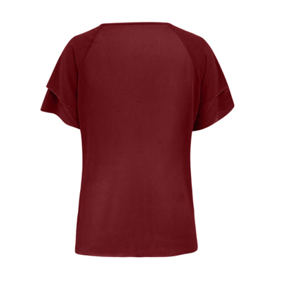 Blusa Chifón Mujer Cuello Redondo Capas Superpuestas Manga Corta - Image 17