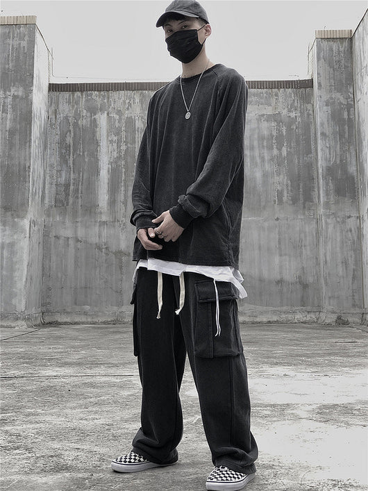 Pantalones de Buzo Tejidos Holgados con Bolsillos Grandes para Hombre - Image 16