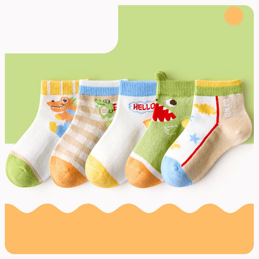 Calcetines Infantiles Dinosaurio Malla Colores Brillantes - Image 7