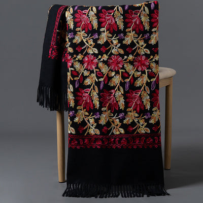 Bufanda Invernal Roja Bordada para Mujer - Flores de Primavera - Image 12