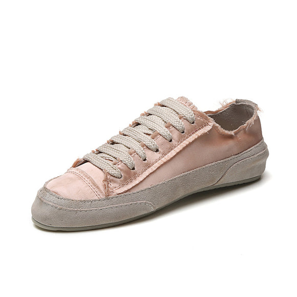 Zapato Casual Mujer con Encaje Satinado y Seda Frosted