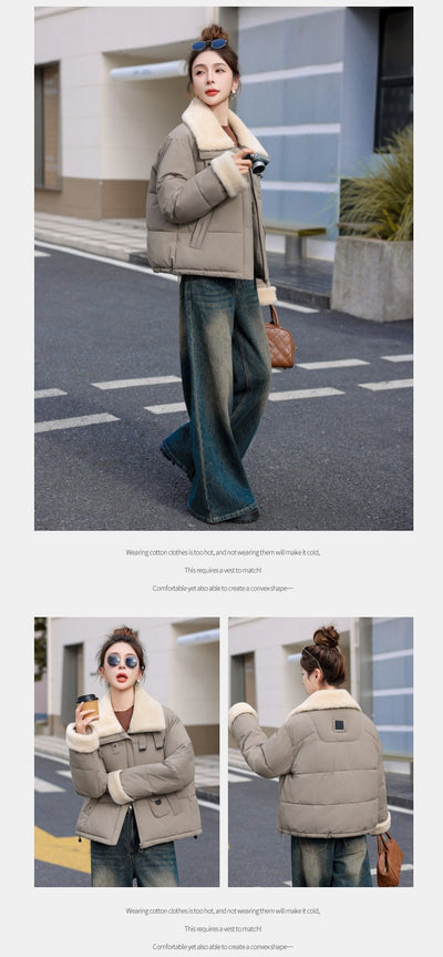 Abrigo de Lana Cordero Estilo Coreano con Solapa Grande - Image 12