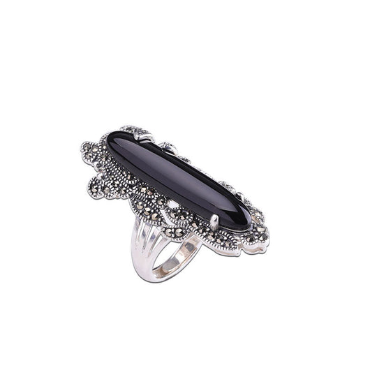 Anillo de Plata Tailandesa para Mujer con Ágata Negra - Image 5
