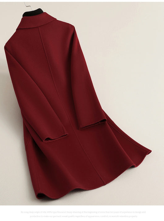 Abrigo de Lana Reversible Oversized Estilo Chino Rojo - Image 9