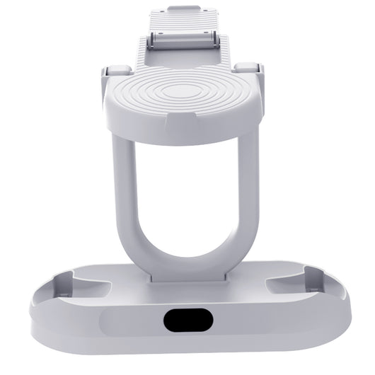 White ABS charging and storage stand for PS VR2 handles and glasses, with a U-shaped support and two charging docks.