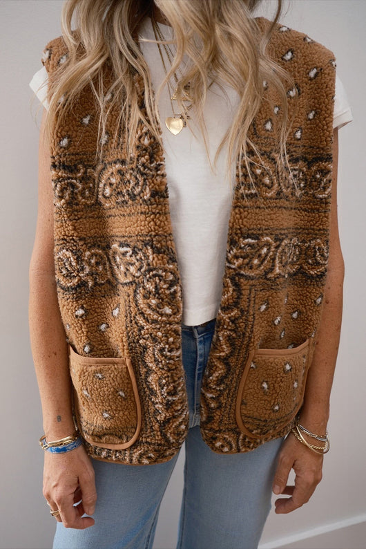 Chaqueta Camisola Western Estilo Paisley en Lana de Cordero Beige - Image 2