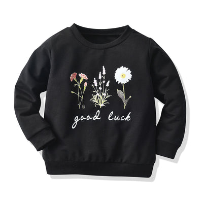 Sudadera Infantil Estampado Floral Manga Larga Negro - Image 8