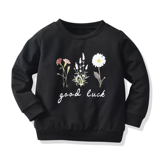 Sudadera Infantil Estampado Floral Manga Larga Negro - Image 8