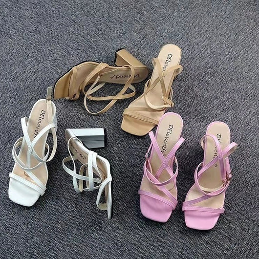Sandalias Mujer Tacón Grueso con Tiras Finas - Image 8