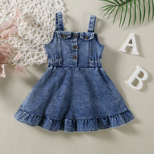 Vestido Denim con Tirantes para Niña - Diseño Clásico y Versátil - Image 2