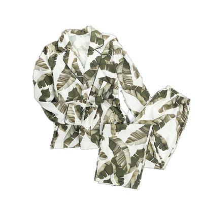 Pijama Largo Estampado Hojas de Plátano para Mujer - Homewear Cómodo - Image 8