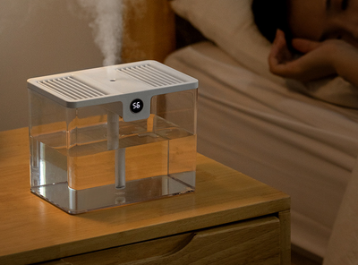White rectangular humidifier with a gray handle and a digital display showing '86' on a white background. - Image 13