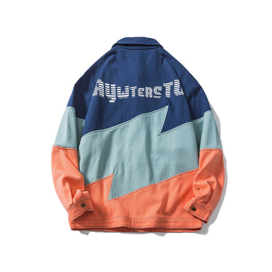 Chaqueta Casual de Color Block con Solapa para Hombre y Mujer - Image 3