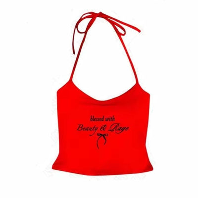 Top Halter con Estampado de Moño y Tirantes Finos - Image 4