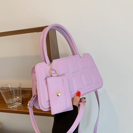 Bolsa de Hombro Multicolor con Textura Grid y Billetera - Tote Elegante para Mujer - Image 11