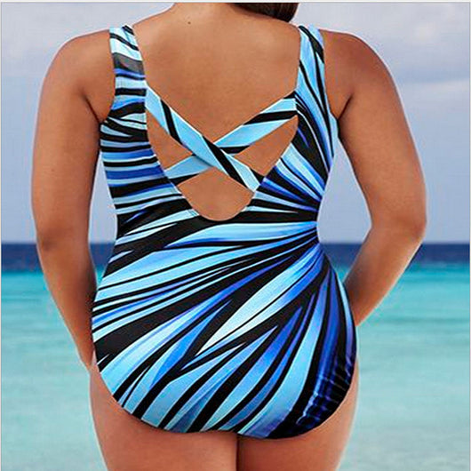 Bikini Enterizo Estampado a Rayas - Image 8