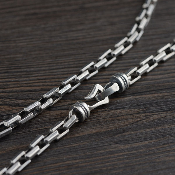 Cadena de Plata S925 Acabado Antiguo Estilo Punk Gruesa