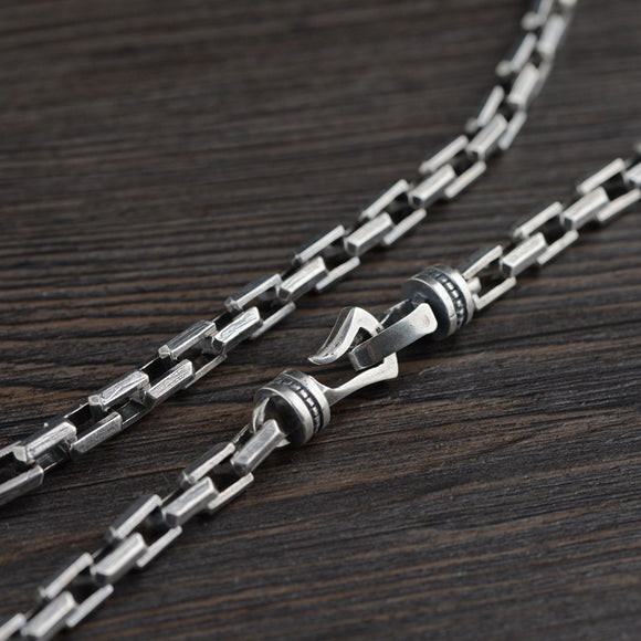 Cadena de Plata S925 Acabado Antiguo Estilo Punk Gruesa