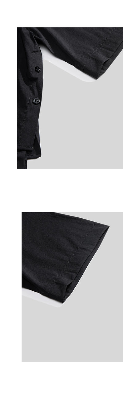 Camisa Suelta Cuello Cuadrado Manga Corta para Hombre - Image 2