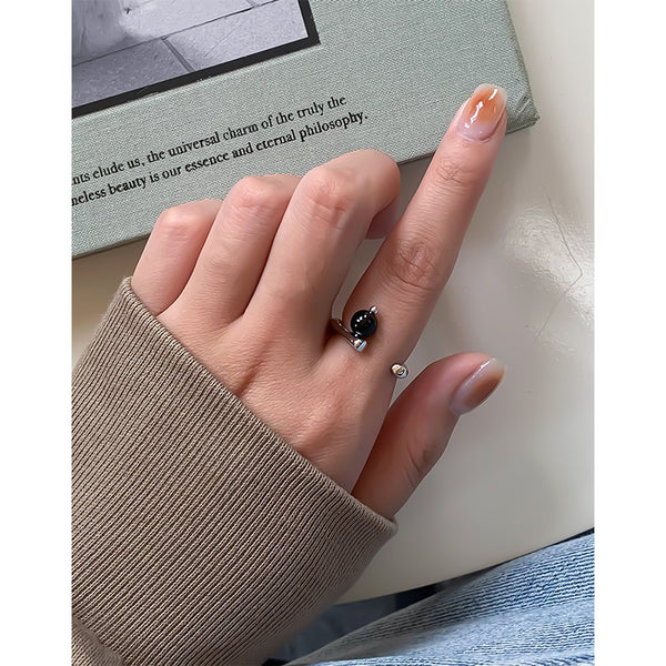 Anillo de Ónix Negro Geométrico Irregular - Lujo Minimalista