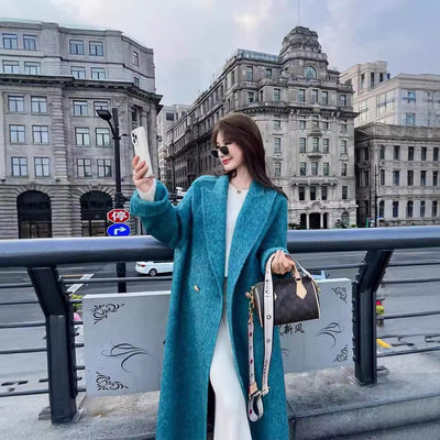 Abrigo de Lana Oversize Tipo Blazer Largo