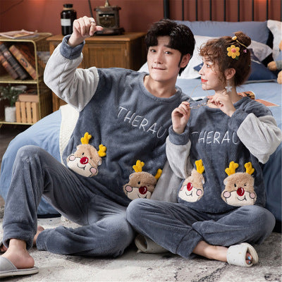 Pijamas de Pareja Estilo Coreano Terciopelo Abrigo Térmico - Image 8