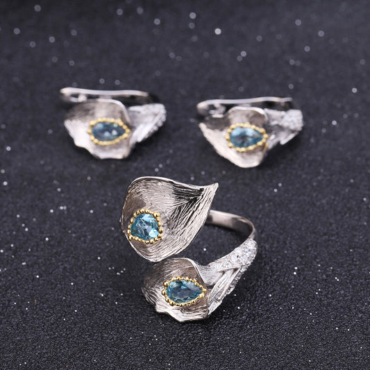 Anillo Ajustable de Plata con Gemas Naturales