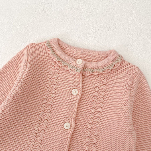 Conjunto de Dos Piezas para Bebé Niña - Cardigan Bicolor con Falda Pantalón Suspensores - Image 18