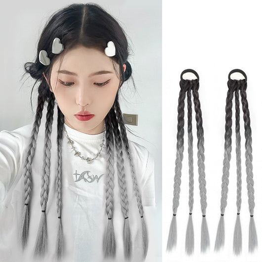 Peluca de Trenzas Box Braids con Coleta y Anillo de Cabello - Image 4