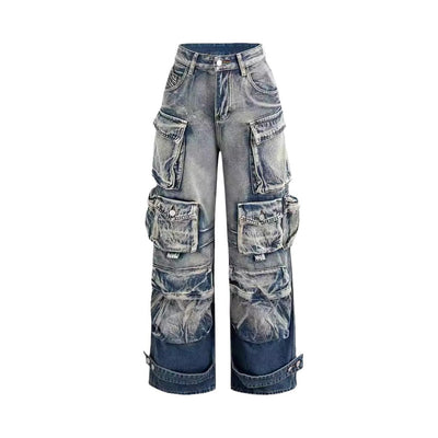 Jeans de Trabajo Estilo Urbano con Múltiples Bolsillos y Detalles Desgastados - Image 4