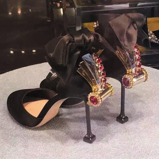 Sandalias de Tacón Alto Stiletto con Moño de Cristales para Mujer - Image 3